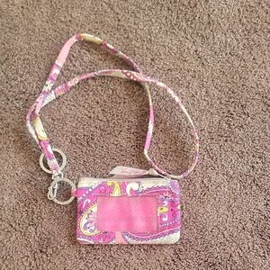 VERA BRADLEY Pink and Purple Paisley ID Holder Lanyard